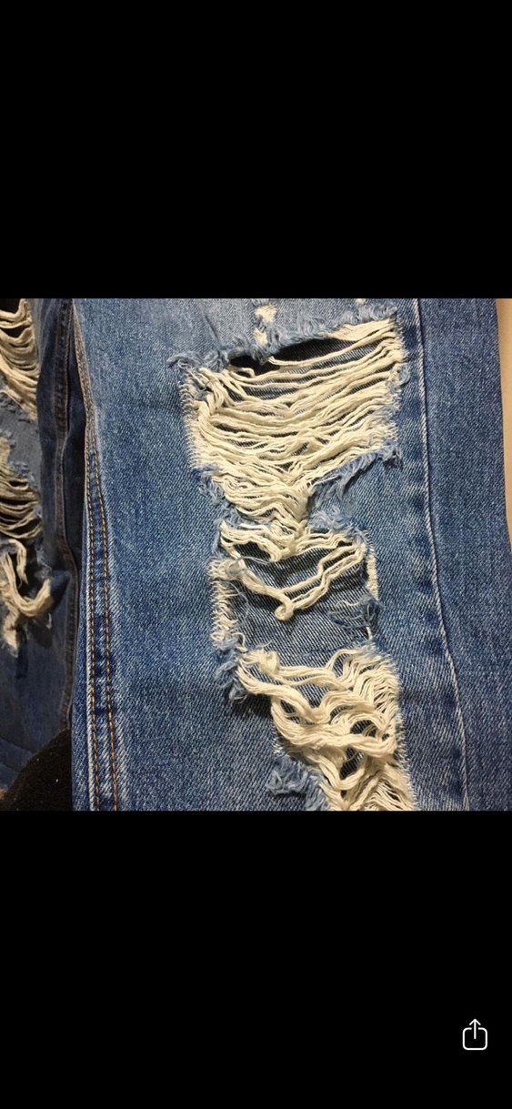 Kadın Açık Mavi Yırtık Bol Kesim Denim Pantolon Mom Jean - Görsel 3