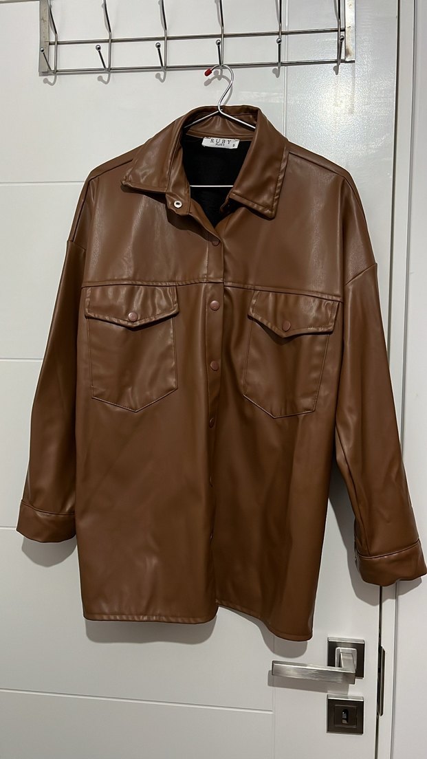 Kahverengi Deri Ceket - Görsel 2