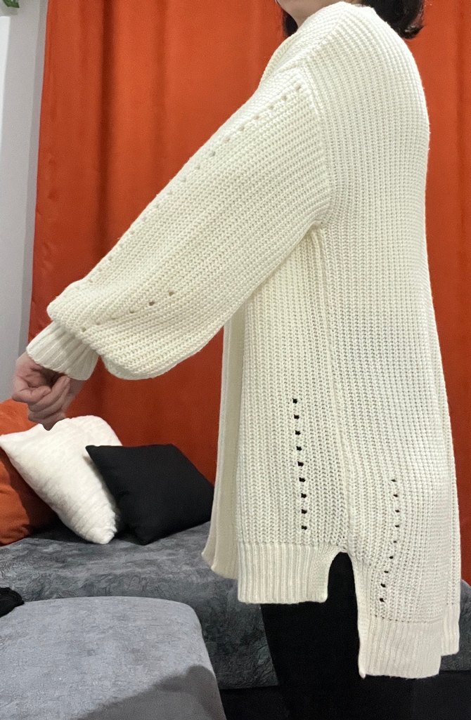 Beyaz Örgü Kadın Hırka - Görsel 3
