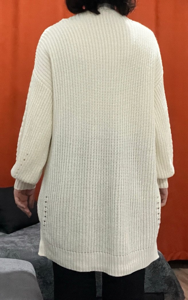 Beyaz Örgü Kadın Hırka - Görsel 2