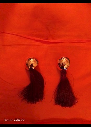 Kırmızı Püsküllü Bohem Küpe - Görsel 3