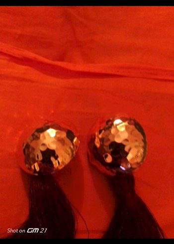 Kırmızı Püsküllü Bohem Küpe - Görsel 2