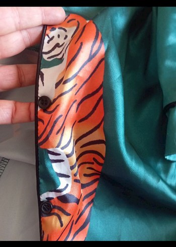 Turkuaz Kısa Kollu Mini Desenli Pijama - Görsel 4