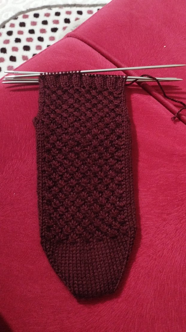 Bordo Nakışlı Triko Hamile Kazak - Görsel 2