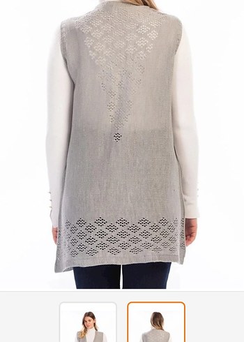 Gri Triko Kolsuz Kadın Yelek - Görsel 2