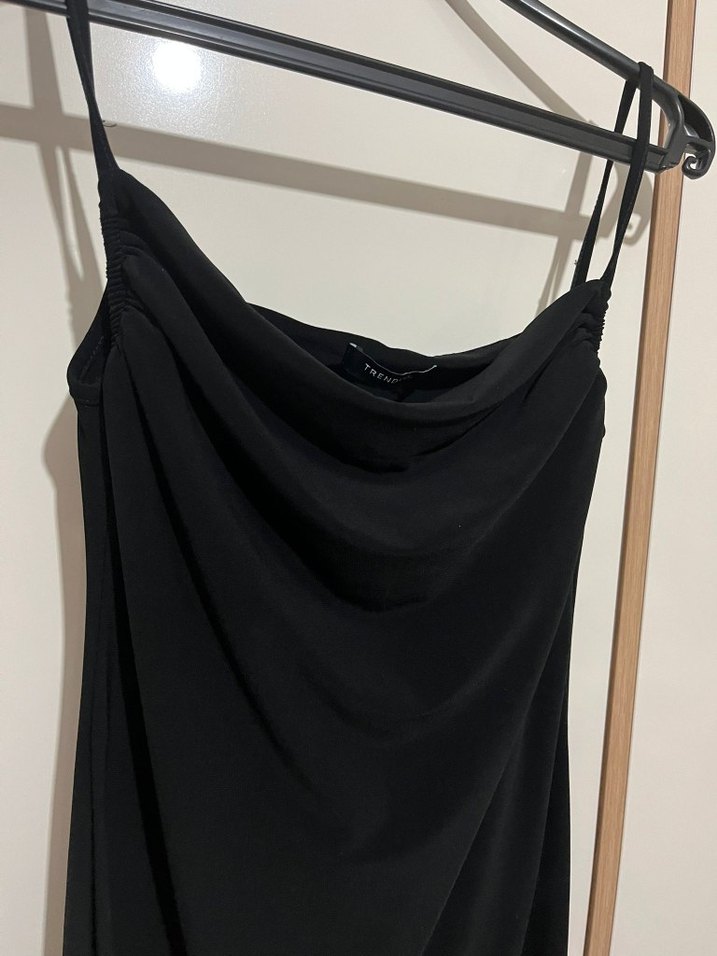 Trendyol & Milla Siyah Uzun İnce Askılı Elbise - Görsel 5