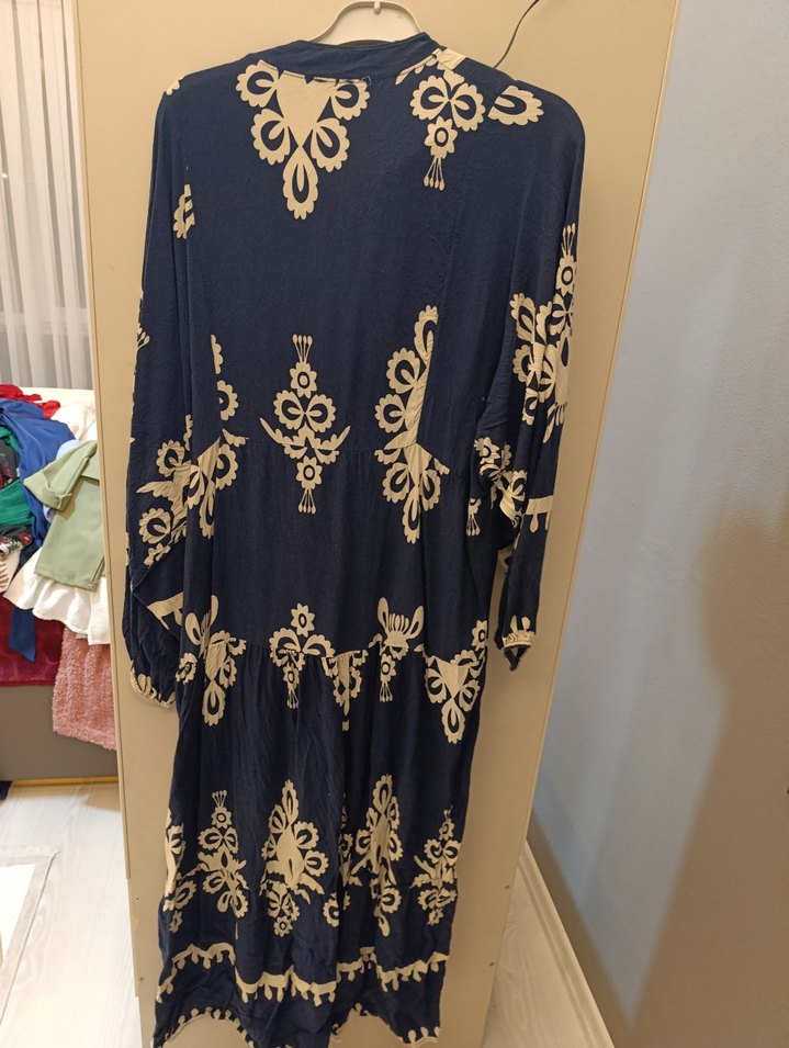 Bohem Uzun Nakışlı Kadın Elbise - Görsel 3