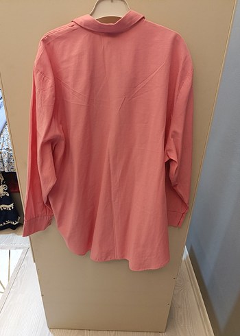 Pembe Keten Salaş Uzun Kollu Gömlek - Görsel 2