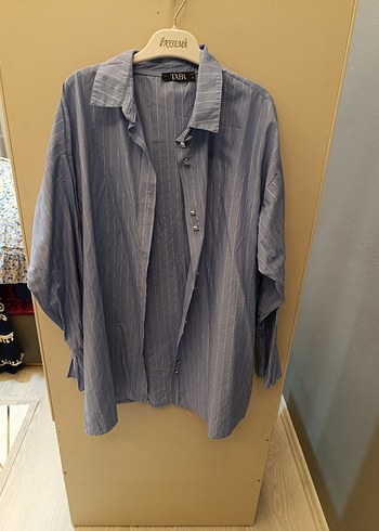 Gri Düğmeli Keten Kadın Gömlek - Görsel 2