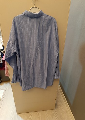 Gri Düğmeli Keten Kadın Gömlek - Görsel 3