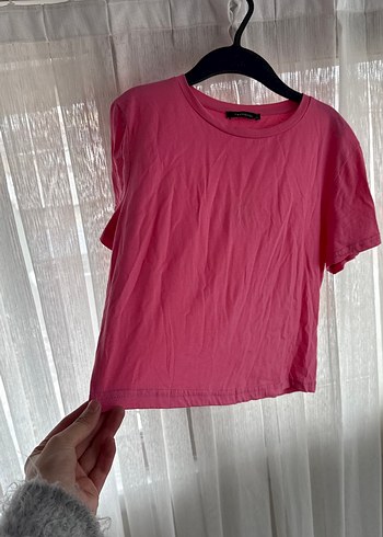 Kadın Pembe Kısa Kollu Basic Tişört - Görsel 2