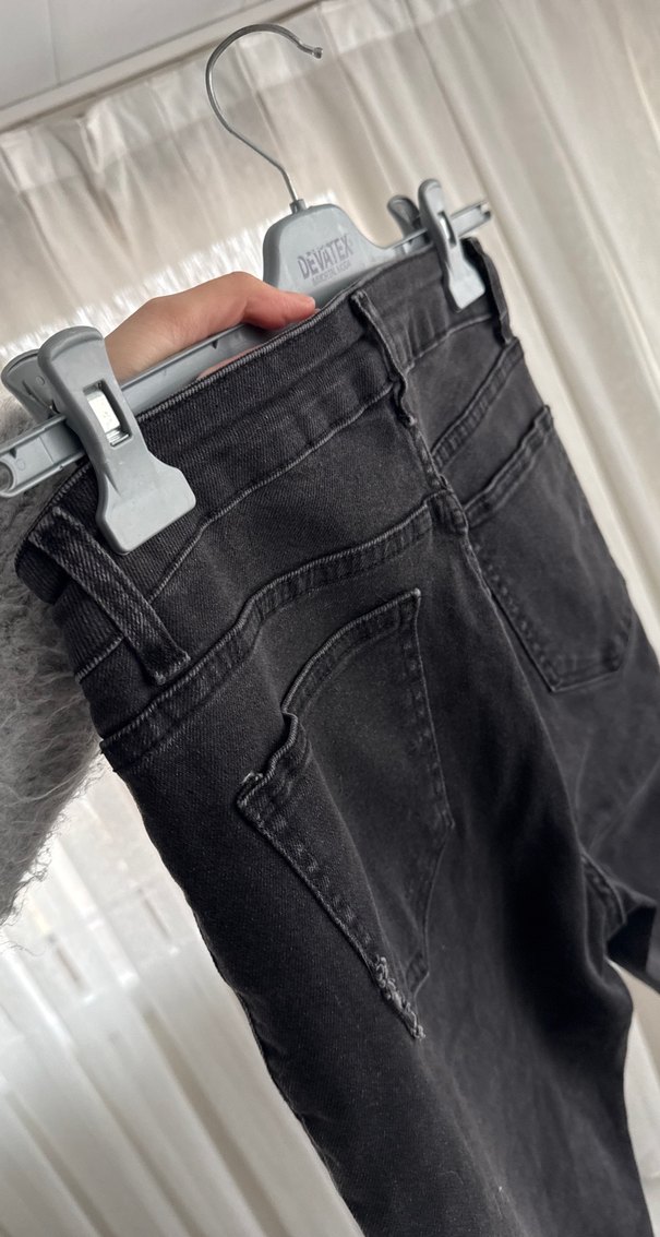 Siyah Dar Kesim Midi Kadın Kot Pantolon hiç giyilmedi - Görsel 5