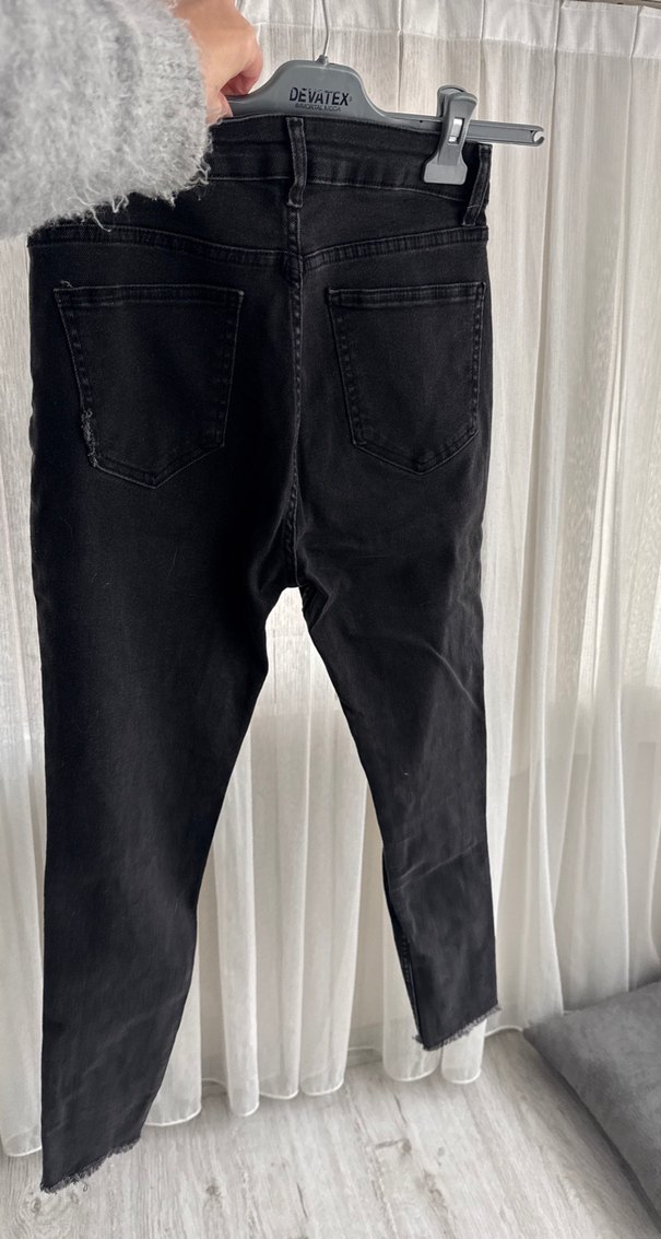 Siyah Dar Kesim Midi Kadın Kot Pantolon hiç giyilmedi - Görsel 4