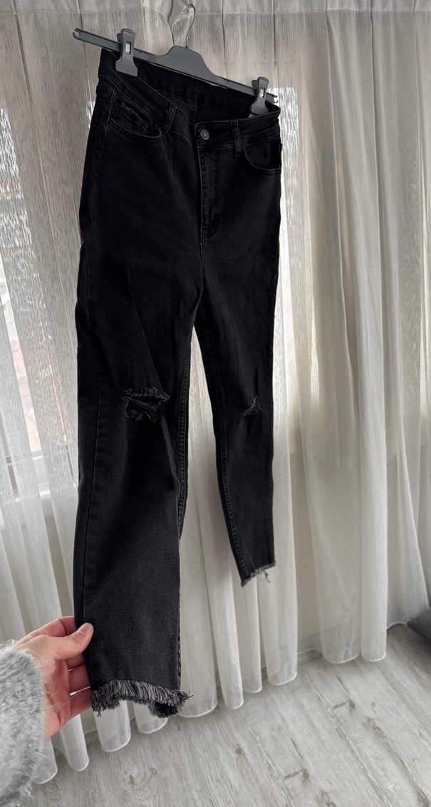 Siyah Dar Kesim Midi Kadın Kot Pantolon hiç giyilmedi - Görsel 3