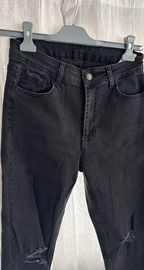 Siyah Dar Kesim Midi Kadın Kot Pantolon hiç giyilmedi - Görsel 2