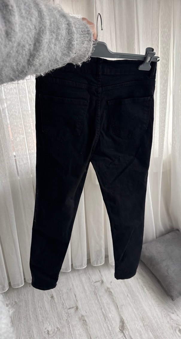 Kadın Siyah Normal Kesim Denim Pantolon - Görsel 4