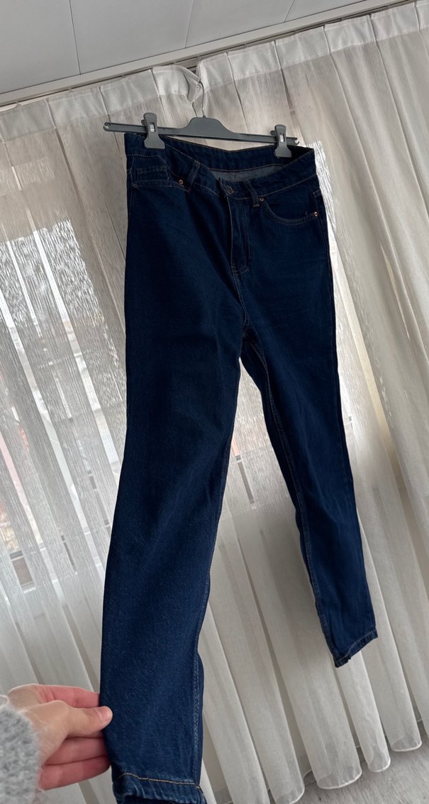 Kadın Lacivert   Mom 
Denim Pantolon - Görsel 4
