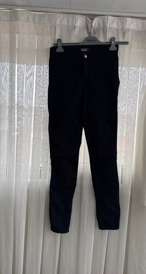 Siyah Dar Kesim Midi Jean - Görsel 2