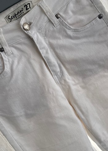 Beyaz Regular Fit Midi Denim Kadın  skny Jean - Görsel 3