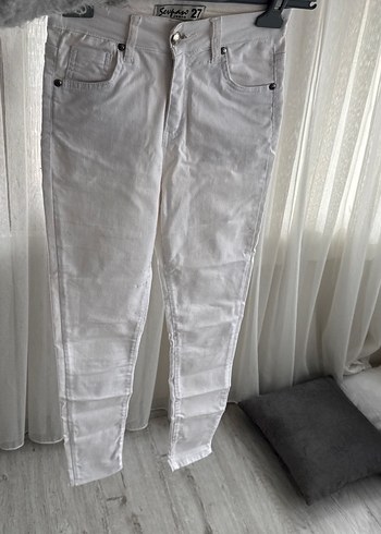 Beyaz Regular Fit Midi Denim Kadın  skny Jean - Görsel 5