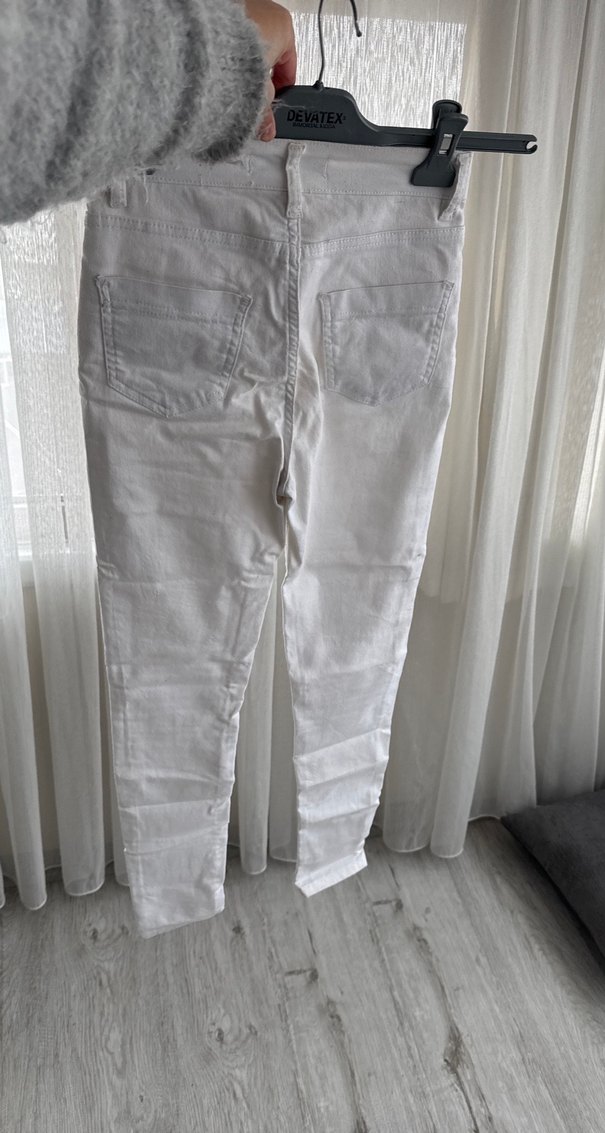 Beyaz Regular Fit Midi Denim Kadın  skny Jean - Görsel 4