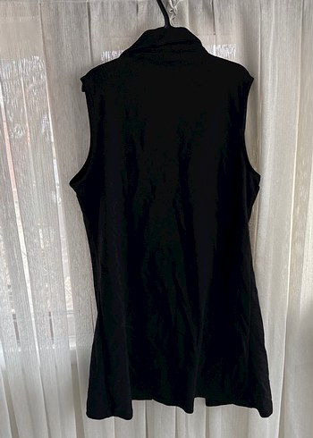 Siyah Kemerli Kolsuz Midi Kadın Yelek - Görsel 4