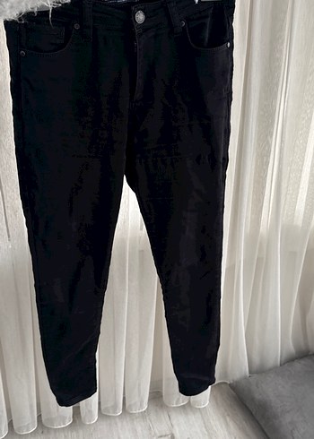 Siyah Kadın Dar Kesim Midi Kot Pantolon - Görsel 5