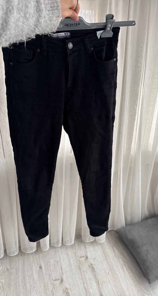 Siyah Kadın Dar Kesim Midi Kot Pantolon - Görsel 5