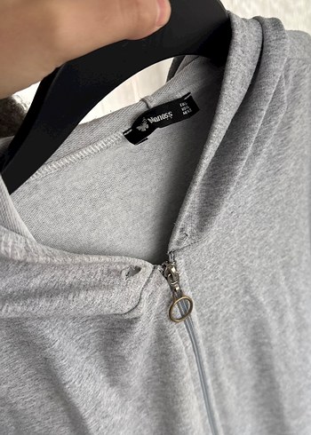 Gri Kadın Kapüşonlu Fermuarlı Sweatshirt - Görsel 6