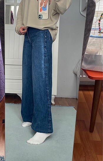mavi palazzo model kot pantolon jean