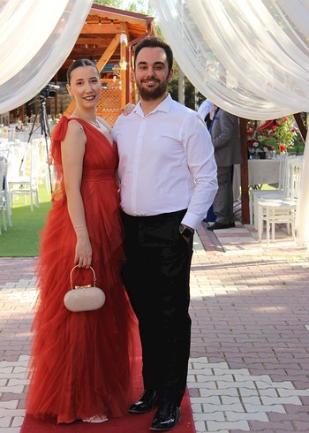 Diğer Turuncu renk tek omuz abiye