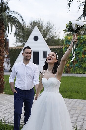 İnci detaylı Nikah elbisesi - Görsel 2