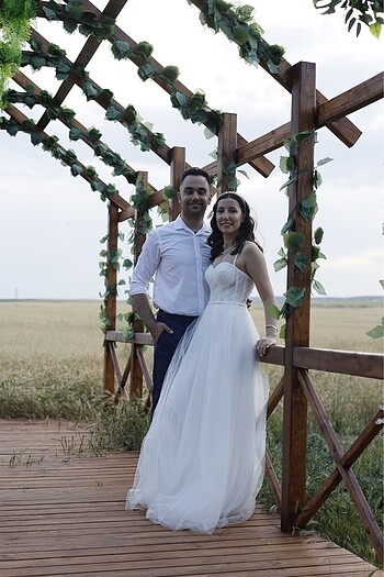 İnci detaylı Nikah elbisesi