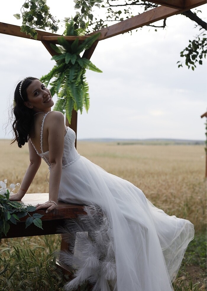 İnci detaylı Nikah elbisesi - Görsel 3