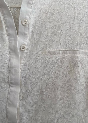 Beyaz Uzun Kollu Keten Gömlek - Görsel 7