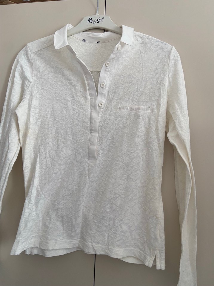 Beyaz Uzun Kollu Keten Gömlek - Görsel 2