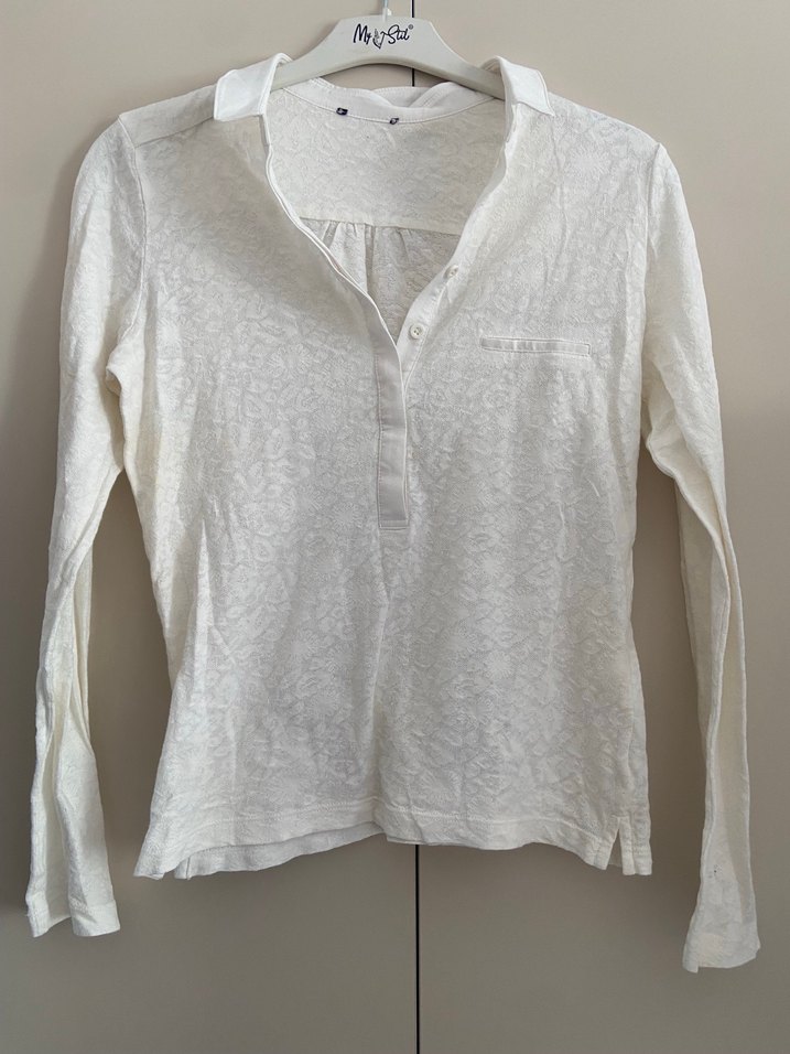 Beyaz Uzun Kollu Keten Gömlek - Görsel 4