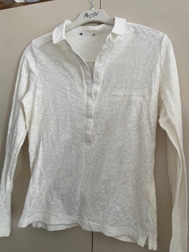 Beyaz Uzun Kollu Keten Gömlek - Görsel 5