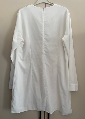 Beyaz Uzun Kollu Midi Tunik - Görsel 4