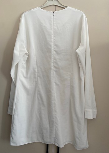 Beyaz Uzun Kollu Midi Tunik - Görsel 5