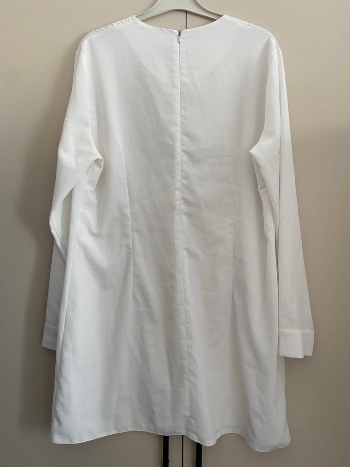Beyaz Uzun Kollu Midi Tunik - Görsel 4