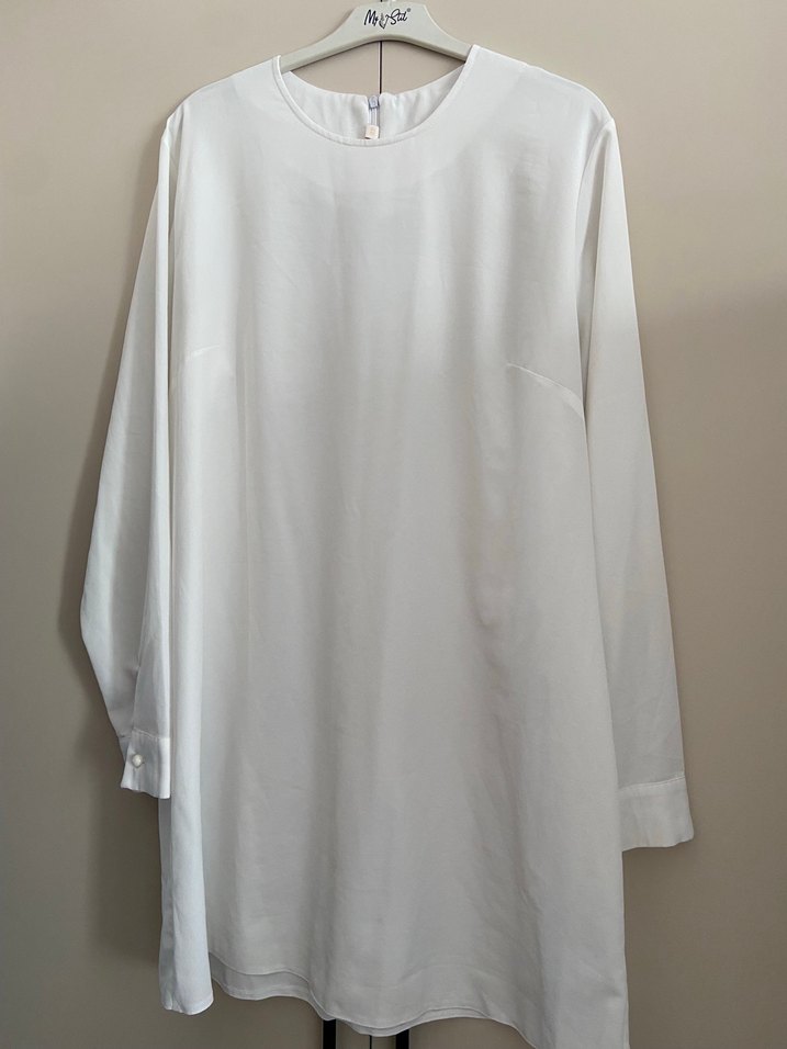 Beyaz Uzun Kollu Midi Tunik - Görsel 2
