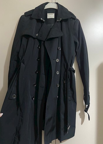 Kemerli Siyah Kadın Trençkot - Görsel 4