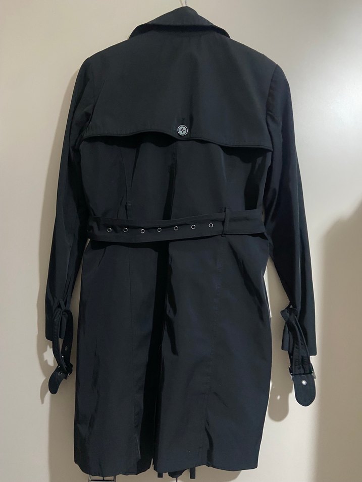 Kemerli Siyah Kadın Trençkot - Görsel 5