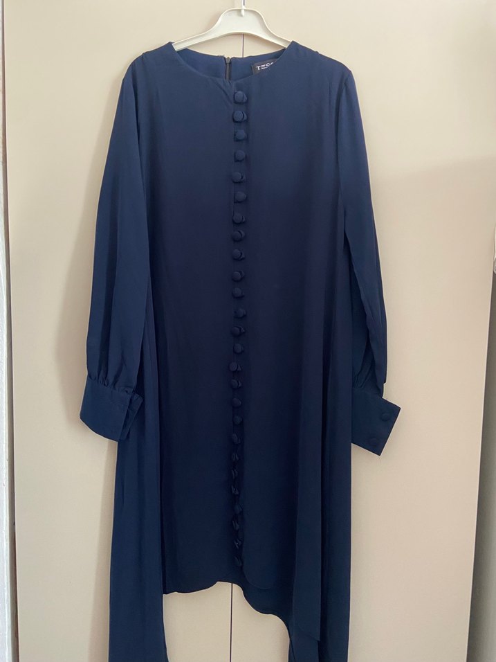 Düğmeli Lacivert Uzun Kollu Kadın Tunik - Görsel 2