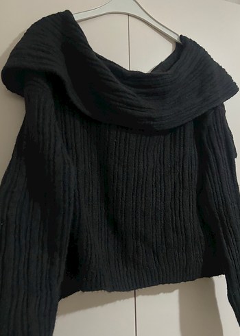 Kadın Siyah Örgü Yüksek Yakalı Kazak - Görsel 5