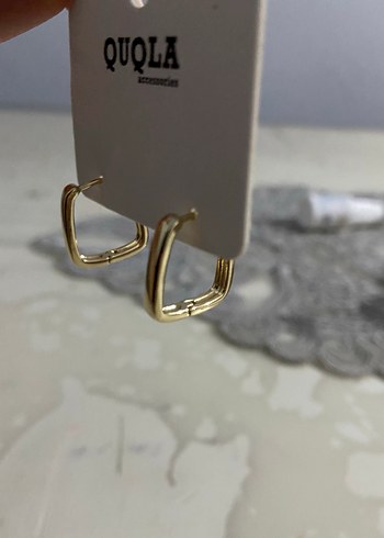 Kadın dikdörtgen Çelik küpe gold - Görsel 4