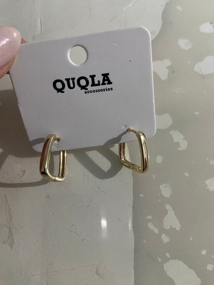 Kadın dikdörtgen Çelik küpe gold - Görsel 2