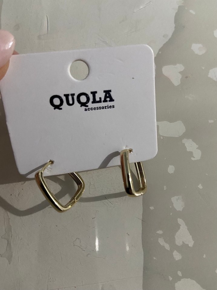 Kadın dikdörtgen Çelik küpe gold - Görsel 3