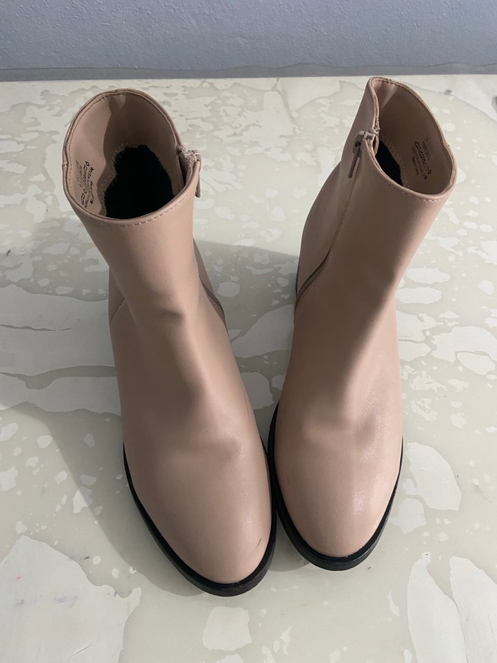 Bej Minimalist Kadın Topuklu Bot - Görsel 5